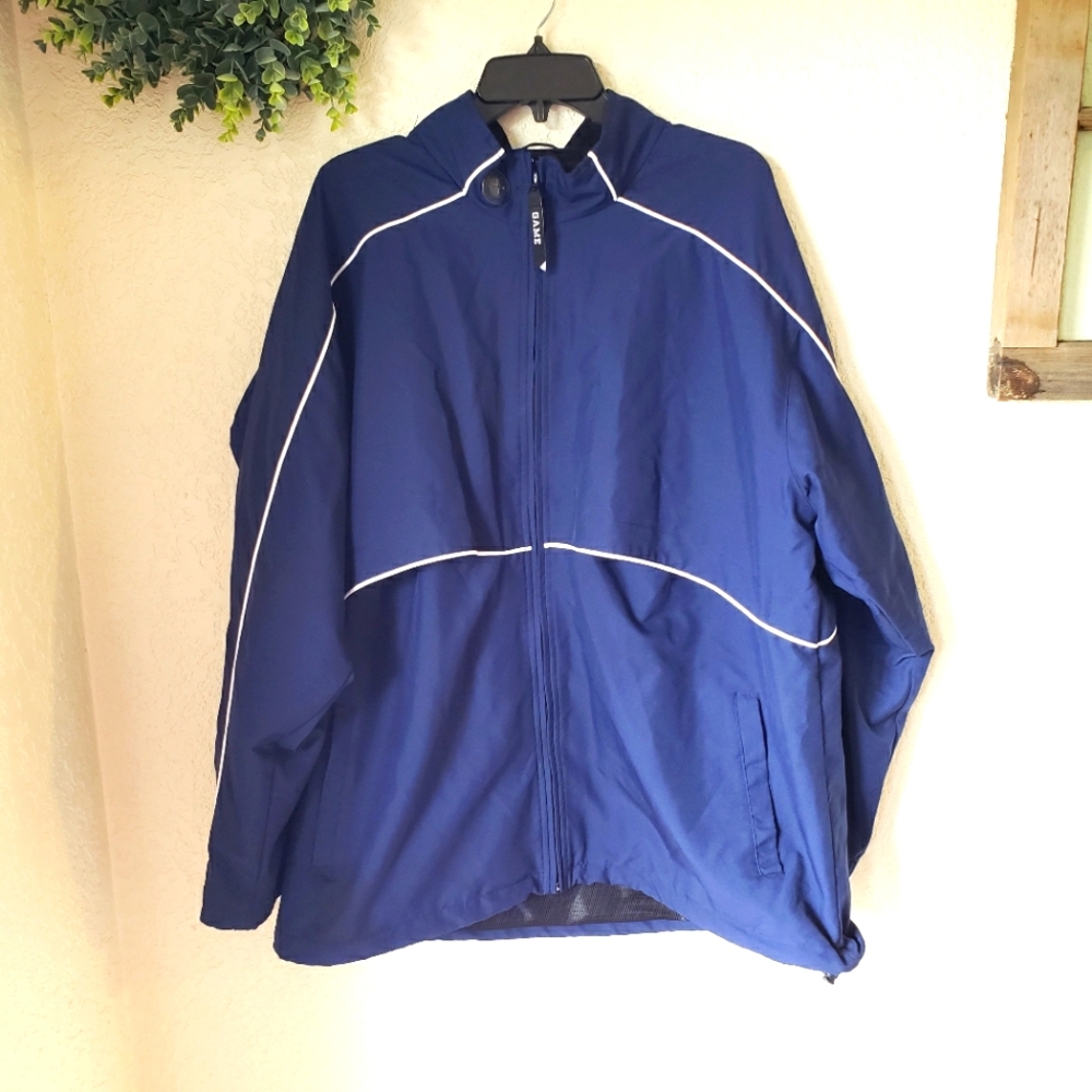 Vintage 90,s Retro Blue GAME SPORTSWEAR Full Zip Windbreaker Jacket Size XL